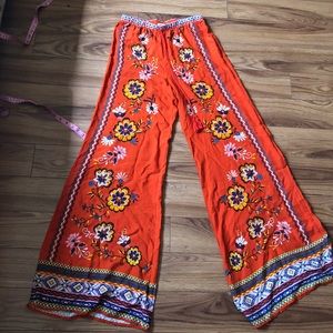 Flying Tomato Orange Boho wide Leg pants